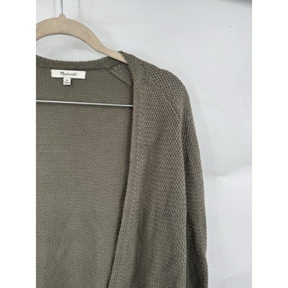 Madewell Palisades Knit Front Tie Open Cardigan Women XS Olive Green Open - Picture 10 of 10